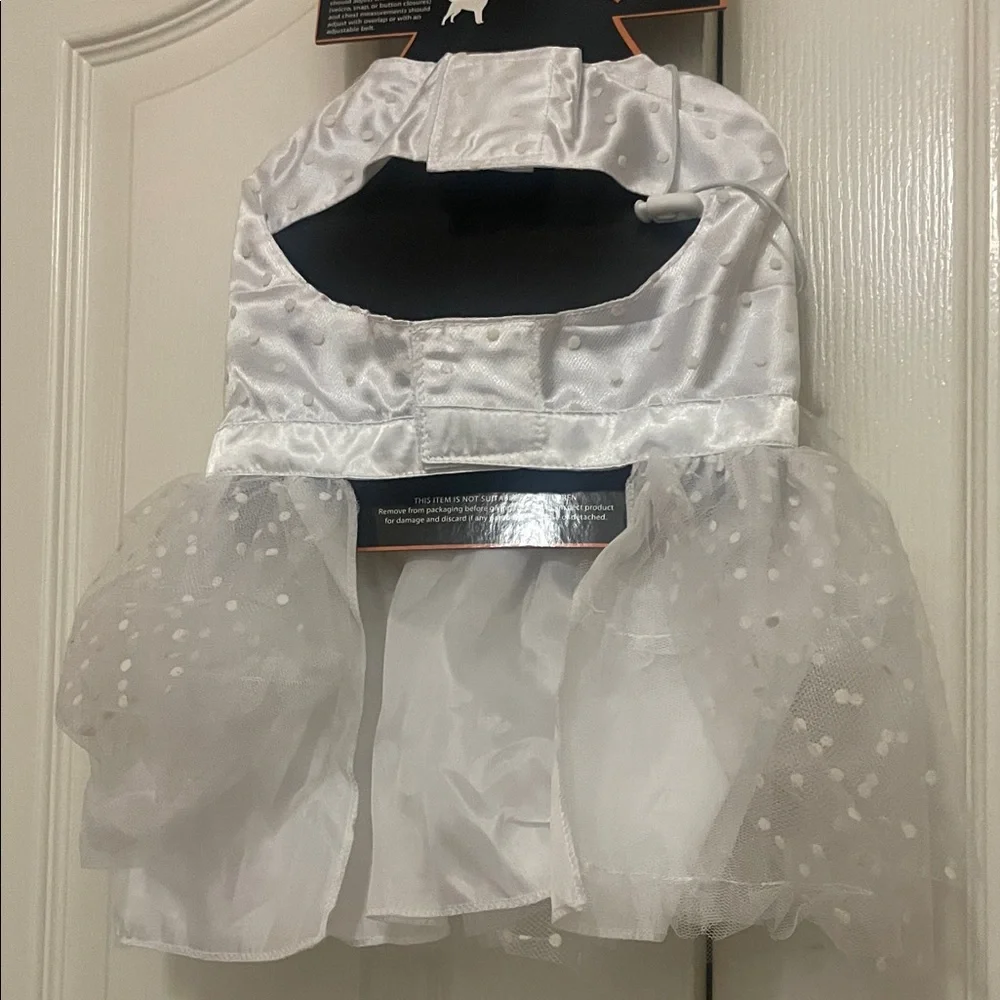 White and Cream Dog Costume w/Curly Wig
